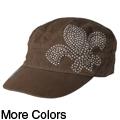 Journee Collection Women's Fleur-de-lis Studded Accent Military Cap