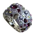 Sterling Silver Purple and White Crystal Ring