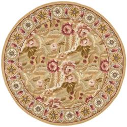 Hand-hooked Chelsea Eden Multi/ Gold Wool Rug (3' Round)
