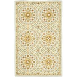 Hand-hooked Chelsea Kina Teal Blue Wool Rug (7'9 x 9'9)