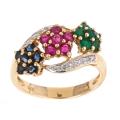 14k Gold Ruby, Sapphire, Emerald and 1/10ct TDW Diamond Ring (G-H, I1-I2)