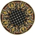 Hand-hooked Chelsea Pineapples Black/ Multi Wool Rug (5'6 Round)