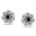 Sterling Silver 1/2ct TDW Black and White Diamond Earrings (G-H, I3)