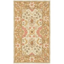 Micro Hand-hooked Kashan Light Green Wool Runner (2'6 x 4')