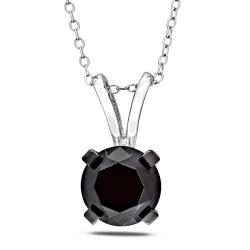 Sterling Silver 4ct TDW Black Diamond Necklace