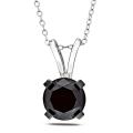 Sterling Silver 4ct TDW Black Diamond Necklace