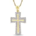 10k Yellow Gold 1/4ct TDW Diamond Cross Necklace (G-H, I2-I3)