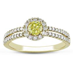 14k Yellow Gold 3/4ct TDW Yellow and White Diamond Ring (G-H, I2)