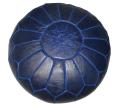 Leather Navy Blue Pouf Ottoman (Morocco)