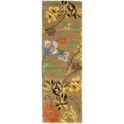 Handmade Soho Brown New Zealand Wool Runner (2'6 x 8')