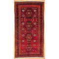 Hand-knotted Persian Hamadan Red/ Gold Wool Rug (4'11 x 9'5)