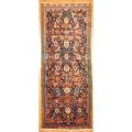 Hand-knotted Persian Hamadan Navy/ Beige Wool Rug (4' x 10')