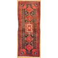 Hand-knotted Persian Hamadan Black/ Red Wool Rug (3'9 x 9'2)