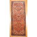Hand-Knotted Persian Hamadan Red/ Blue Wool Rug (4' x 10')