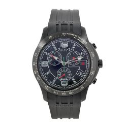 Gucci Men's Black Rubber Black Chronograph Dial Watch