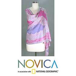 Wool 'Story of a Rose' Shawl (India)