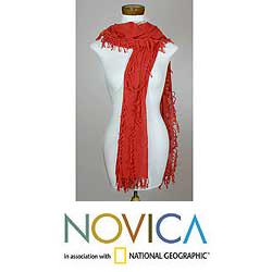 Cotton 'Fiery Red' Scarf (Guatemala)