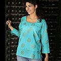 Women's Cotton 'Turquoise Sun' Blouse (India)