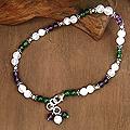Sterling Silver 'Adoration' Amethyst and Moonstone Anklet (India)