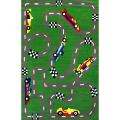 Alexa Playtime Car Race Green Kids Rug (4'5 x 6'9)
