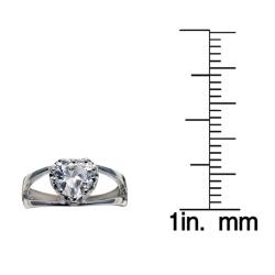 Sterling Silver Crown-set Cubic Zirconia Heart Ring