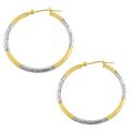 10k Two-tone Gold Diamond-cut and Polished Hoop Earrings