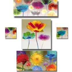Robert Mertens 'Poppy and Fireworks' 5-piece Canvas Art Set