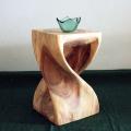 Monkey Pod Wood 16-inch White Oil Twist End Table (Thailand)