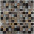 Somertile Basilica 1-inch Alloy Charcoal Stone and Glass Mosaic Tiles (Pack of 10)