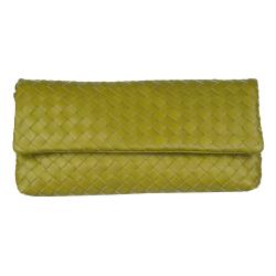 Bottega Veneta Green Leather Clutch