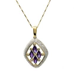 14k Yellow Gold Amethyst and 3/4ct TDW Diamond Necklace (H-I, I1-I2)