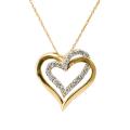 10k Yellow Gold 1/4ct TDW Diamond Double Heart Necklace (I-J, I2-I3)