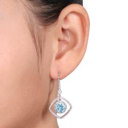 14k White Gold Blue Topaz and 3/4ct TDW Diamond Earrings (G-H, SI1-SI2)