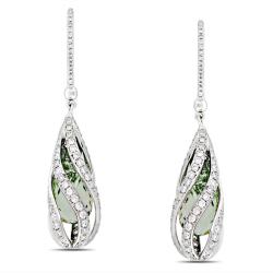 14k Gold Green Amethyst and 1 5/8ct TDW Diamond Earrings (G-H, SI1-SI2)