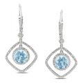 14k White Gold Blue Topaz and 3/4ct TDW Diamond Earrings (G-H, SI1-SI2)