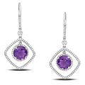 14k White Gold Amethyst and 3/4ct TDW Diamond Earrings (G-H, SI1-SI2)