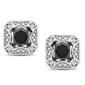 10k White Gold 7/8ct TDW Black and White Diamond Earrings (G-H, I2-I3)