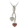 Rose Gold over Silver Champagne Diamond Accent Double Heart Necklace