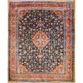 Persian Hand-knotted Sarouk Navy/ Orange Wool Rug (10'1 x 12'4)
