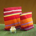 Set of 2 Cotton Red and Tangerine Travelin' Tote Bags (Guatemala)