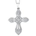 Sterling Silver 1/8ct TDW Diamond Cross Necklace (H-I, I3)