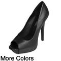 Liliana by Journee Co Women's 'Cord-1' Peep Toe Platform Heels