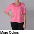Adi Designs Women's Embellished Neck Tee
