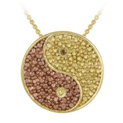 18k and Rose Gold over Silver Champagne Diamond Yin-yang Necklace