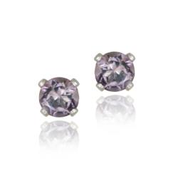 Glitzy Rocks Sterling Silver 1/2ct TGW 4mm Amethyst Stud Earrings