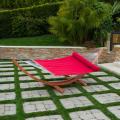 Cantina Wood Arc Sunbrella Cypress/ Jockey Red Hammock Set
