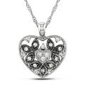 10k White Gold 1/8ct TDW Diamond Heart Necklace (G-H, I2-I3)