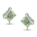 Sterling Silver Green Amethyst Stud Earrings