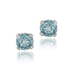 Glitzy Rocks Sterling Silver 4-mm Swiss Blue Topaz Stud Earrings