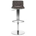Deco Brown Leather Seat Stainless Steel Adjustable Bar Stool